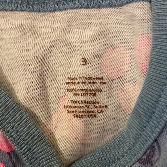 TEA Collection Blue & Pink Floral with ruffled shoulders, 3T - Picture 6 of 7